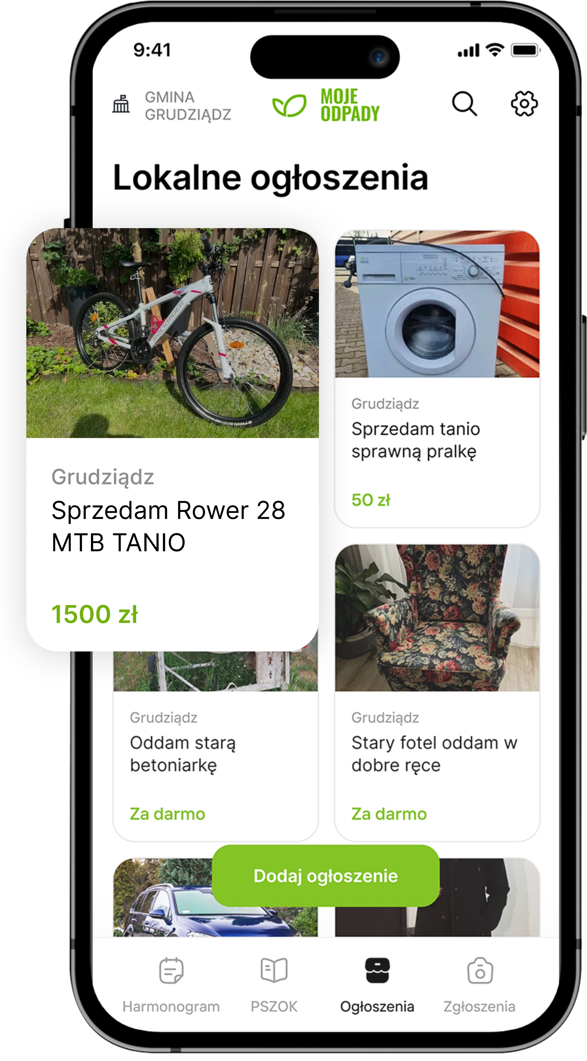 Moje Odpady – moduł ogłoszeń lokalnych